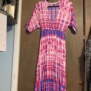 Pink and Blue Tie Dye Maxi Dress
